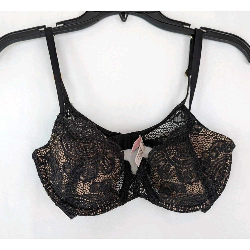 Victorias Secret Bra Sz 34 C Very Sexy Black Eyelashlace